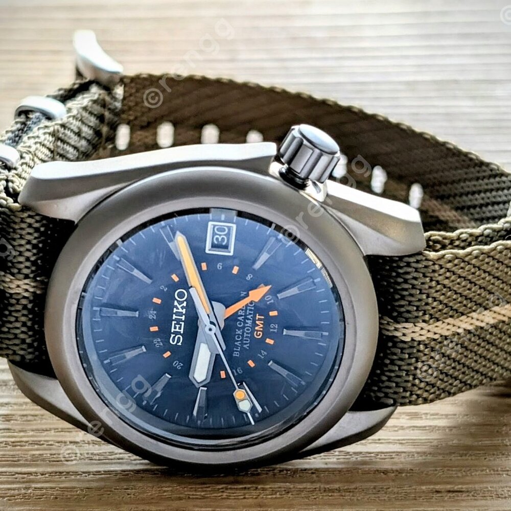 SOLID TITANIUM Automatic GMT Seiko Black Carbon M… - image 2